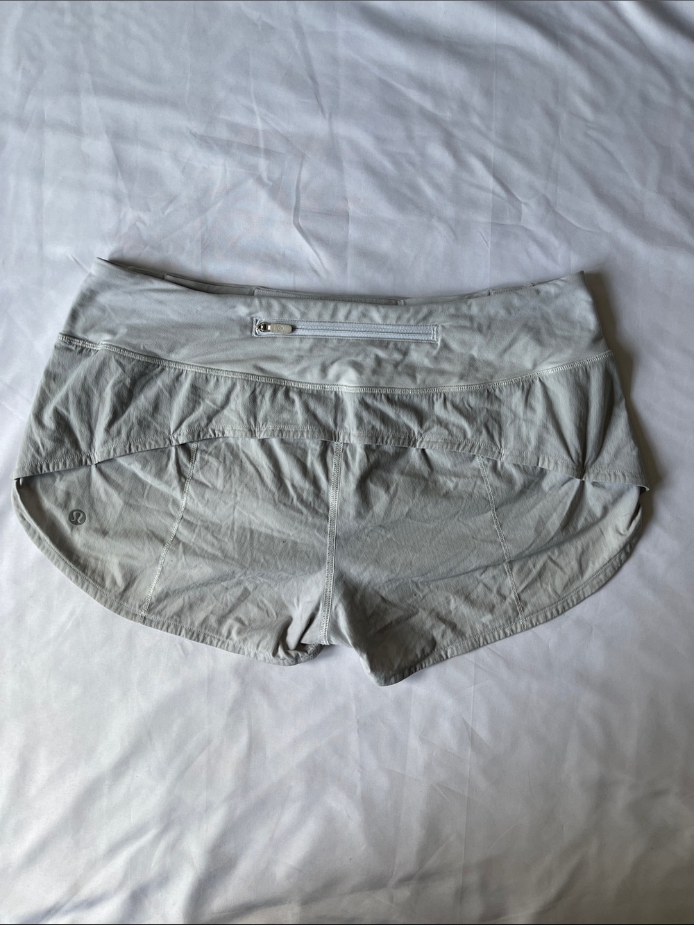 lululemon athletica Light Gray Athletic Running Shorts with Zip Pocket